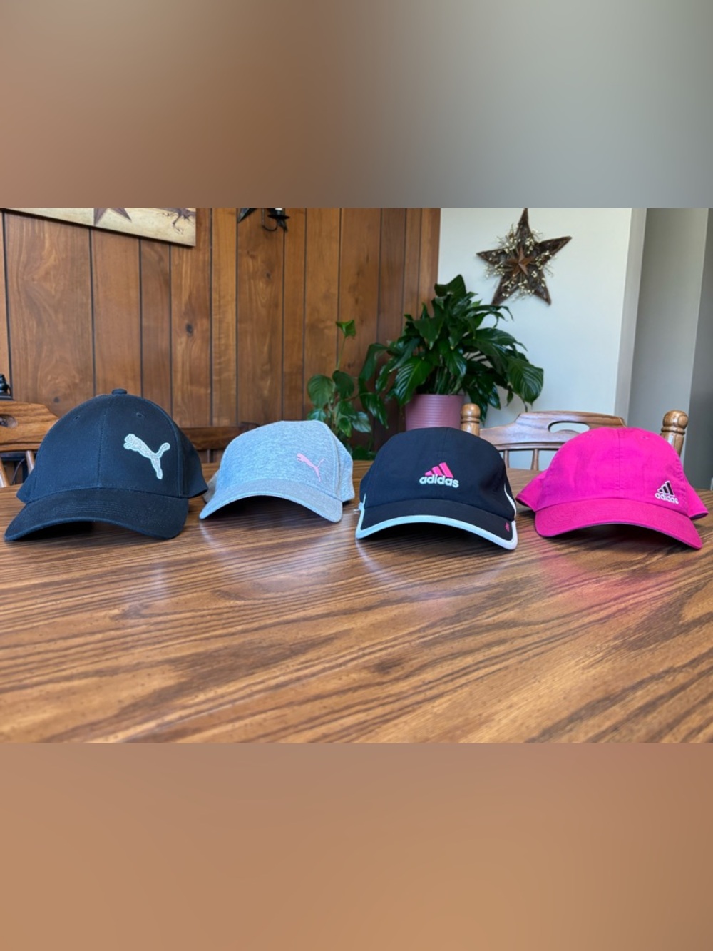 Adidas & Puma Hat Bundle Lot 4 Adjustable Athletic Caps Black Pink Gray